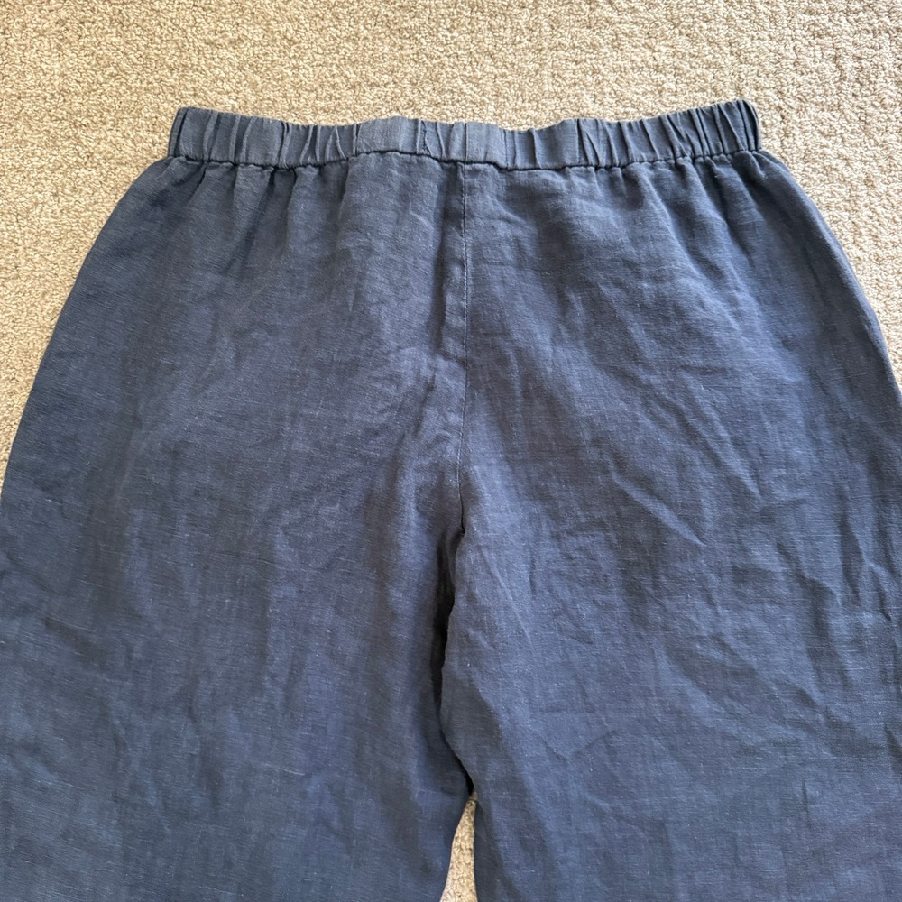 Velvet Graham & Spencer Women's Navy Blue 100% Linen Wide Leg Pants Medium - Picture 11 of 11